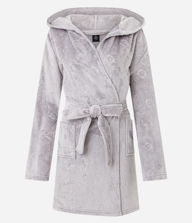 Bata de Baño en Fleece con Capucha y Textura de Gatitos 4