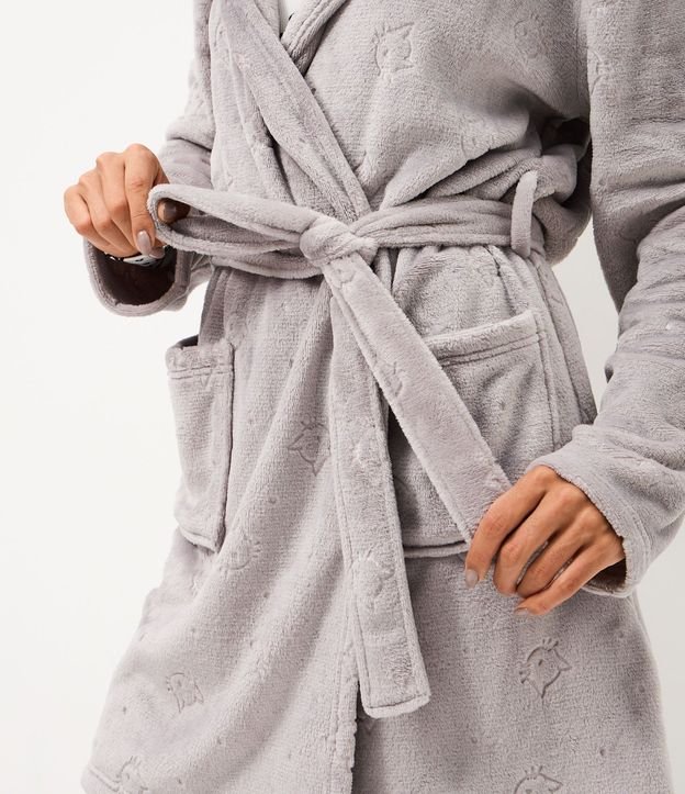 Bata de Baño en Fleece con Capucha y Textura de Gatitos 3