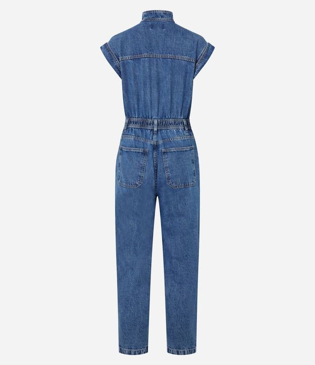 Mono Utilitário en Jeans con Cuello Padre y Cintura Ajustada 6