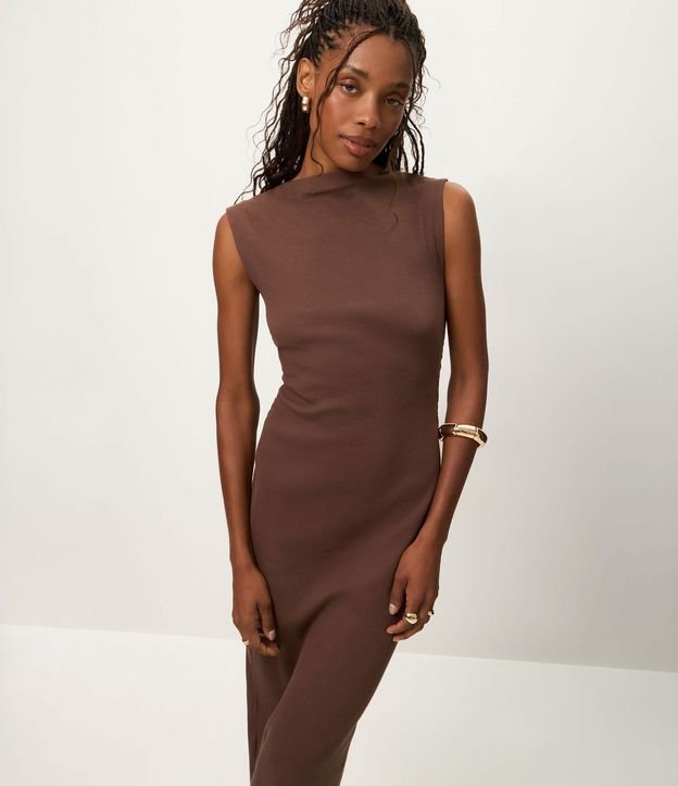 Vestido Midi en Rib con Escote Canoa 2