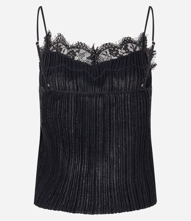 Blusa Bretel Fino en Punto con Aplicación de Encaje 6