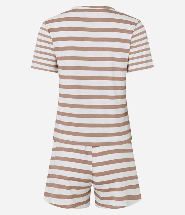 Pijama Short Doll en Viscolycra Rayada con Bordado Aconchego 8
