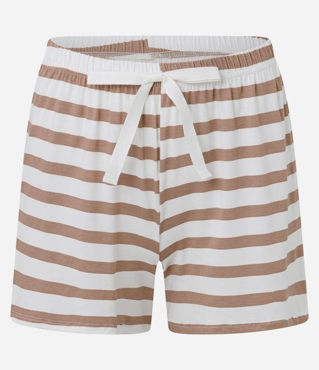 Pijama Short Doll en Viscolycra Rayada con Bordado Aconchego 9