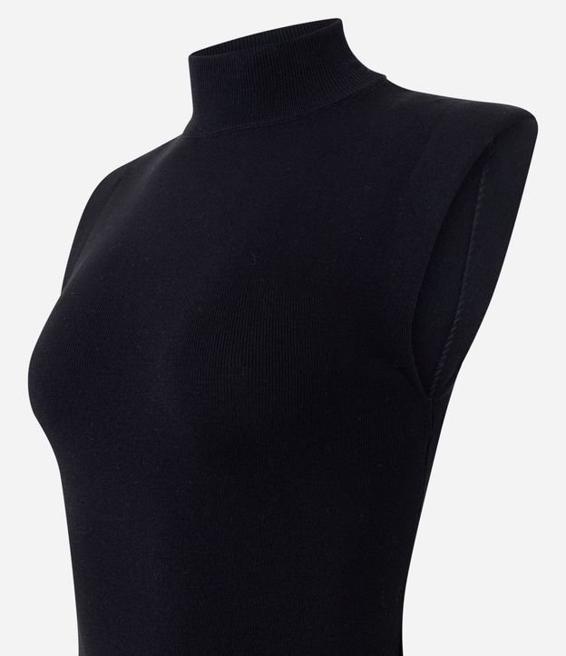 Vestido Midi en Punto con Hombrera y Encaje Lateral 6