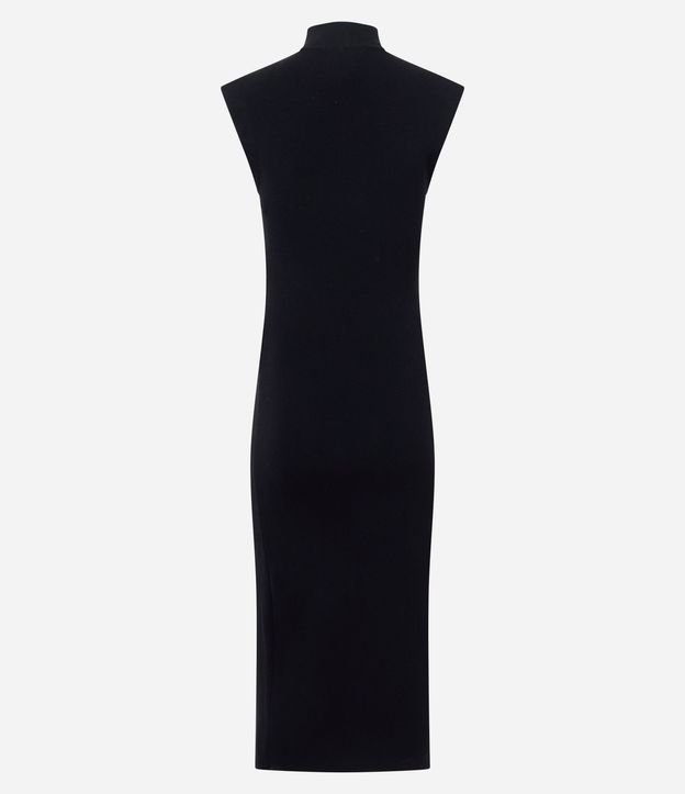 Vestido Midi en Punto con Hombrera y Encaje Lateral 7