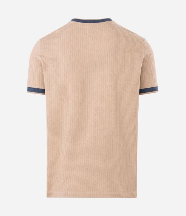 Remera en Algodón Texturizado con Cuello y Manga Contrastante 2