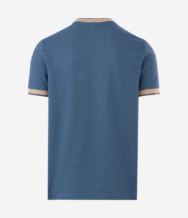 Remera en Algodón Texturizado con Cuello y Manga Contrastante 2