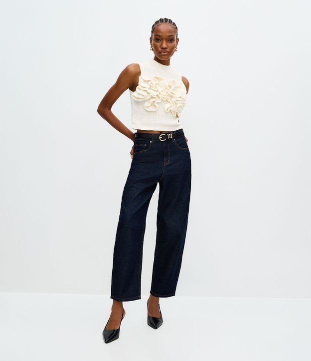 Blusa Corta en Punto con Aplicación de Ondas 2