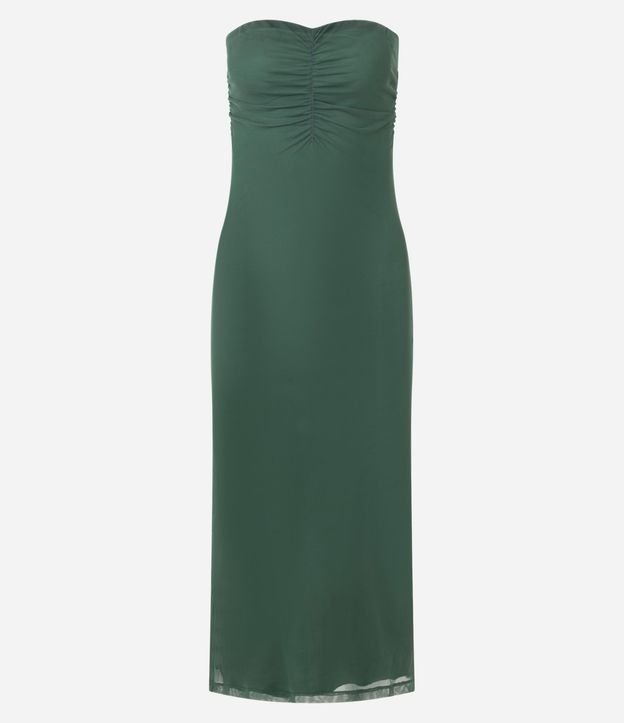 Vestido Long Midi en Tul con Escote Corazón y Fruncido 4