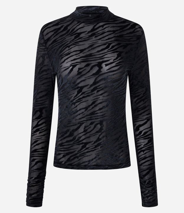 Blusa Regular en Tule con Estampa Texturizada Animal Print 5