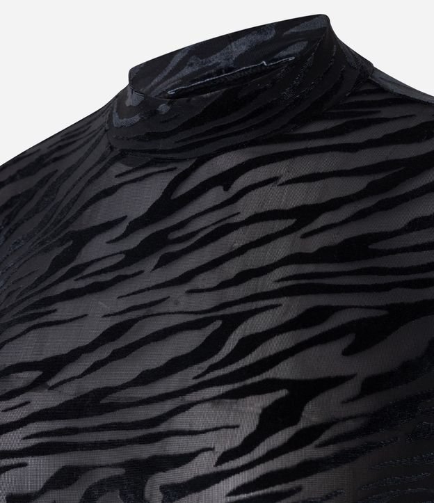 Blusa Regular en Tule con Estampa Texturizada Animal Print 6