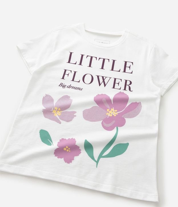 Remera Infantil Slim con Estampa de Flores con Purpurina - Talle 7 a 16 años 4