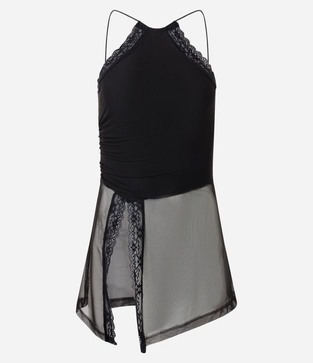 Blusa Halter en Tule con Encaje Aplicada 6
