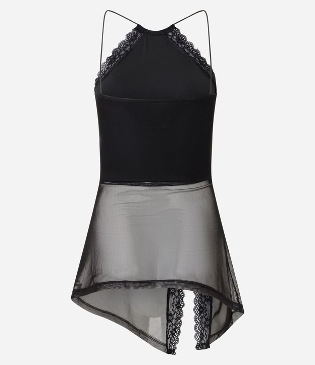 Blusa Halter en Tule con Encaje Aplicada 8
