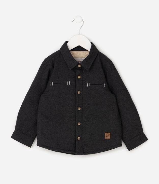 Camisa Sarga en Algodón Forro Sherpa por Dentro - Talle 1 a 6 años 2