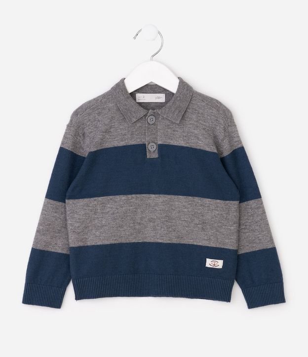 Saco Infantil Listrado en Punto con Cuello Polo– Talle 1 a 6 años 2