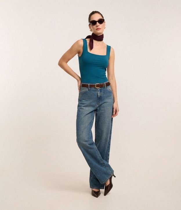 Blusa en Poliamida con Escote Cuadrado