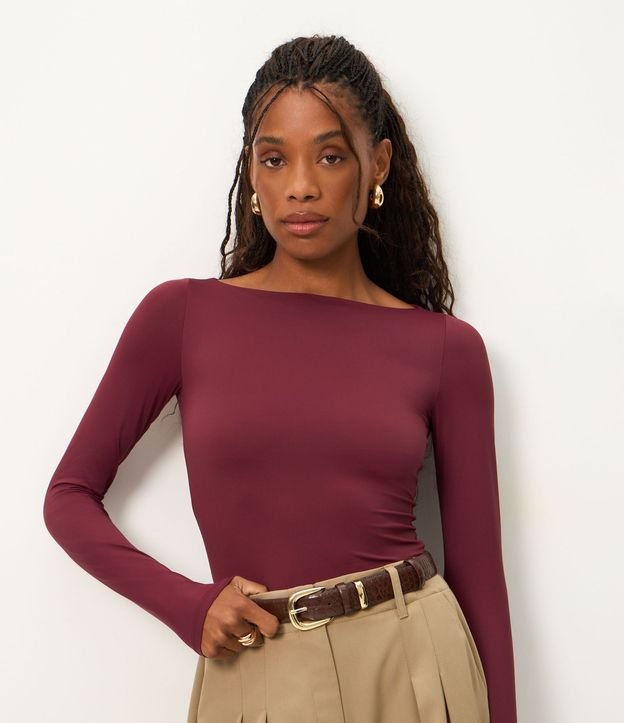 Blusa Regular en Poliamida con Escote Canoa