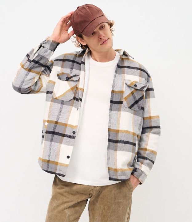 Campera en Franela de Cuadros con Sherpa