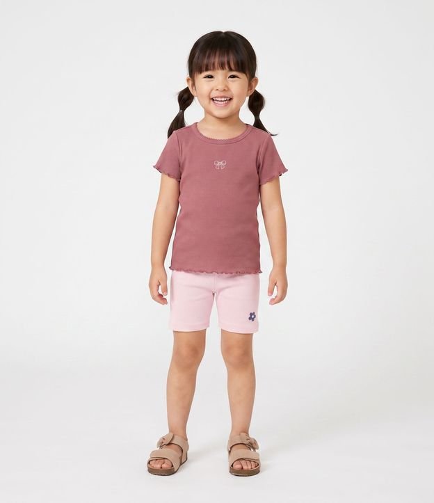 Bermuda Infantil en Rib Ciclista con Silk Floral - Talle 1 A 6 años 1
