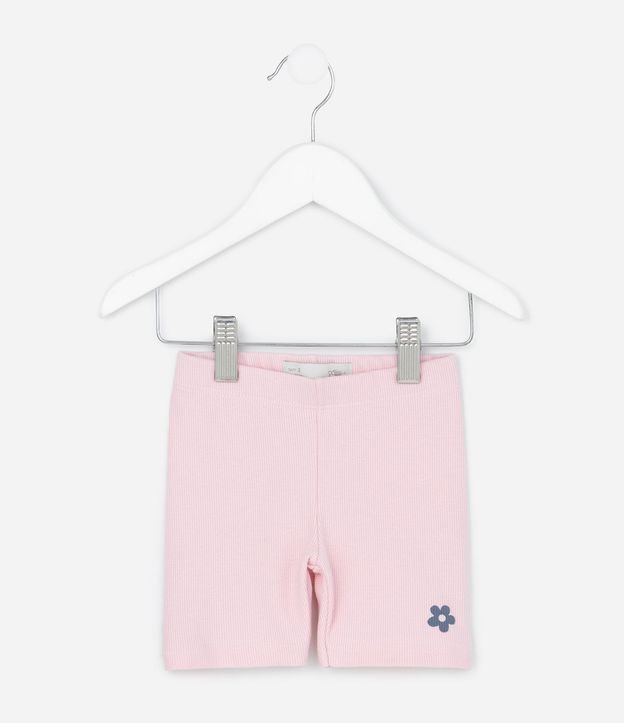 Bermuda Infantil en Rib Ciclista con Silk Floral - Talle 1 A 6 años 2