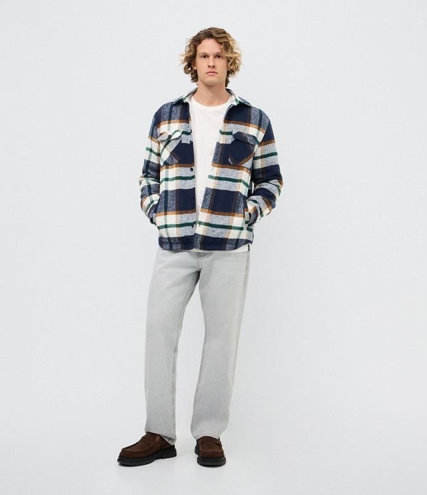 Campera en Franela de Cuadros con Forro Sherpa 2