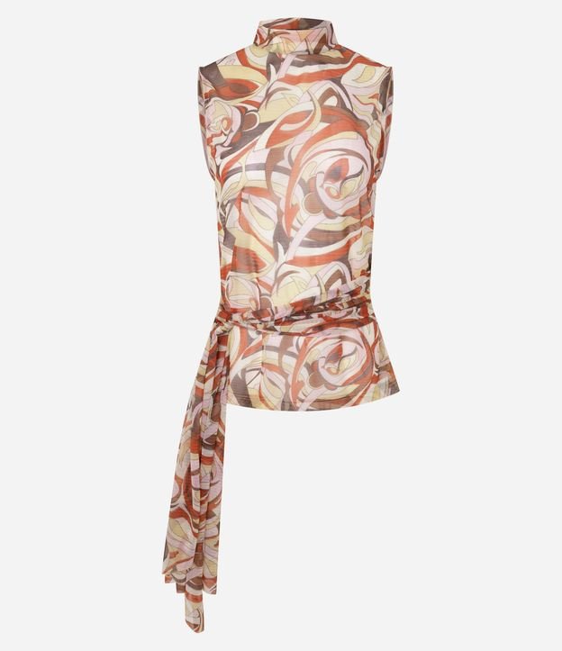 Blusa en Chiffon con Lazo y Estampado Abstracta 7
