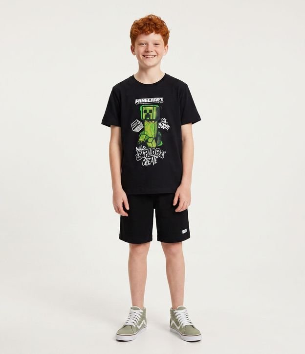 Remera Infantil en Algodón Estampa Grafite Minecraft - Talle 5 a 14 años