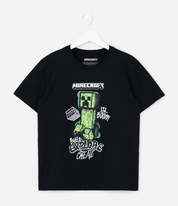 Remera Infantil en Algodón Estampa Grafite Minecraft - Talle 5 a 14 años 2