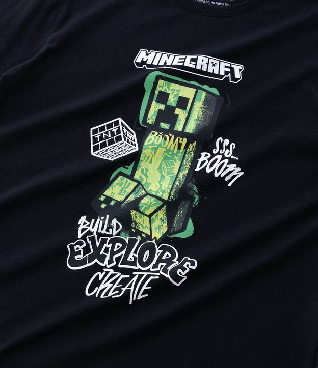 Remera Infantil en Algodón Estampa Grafite Minecraft - Talle 5 a 14 años 5