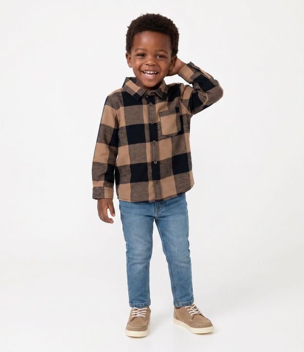 Camisa Infantil de Cuadros Manga Larga en Franela – Talle 1 a 6 años
