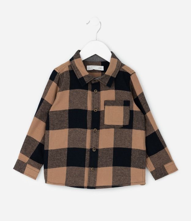 Camisa Infantil de Cuadros Manga Larga en Franela – Talle 1 a 6 años 2