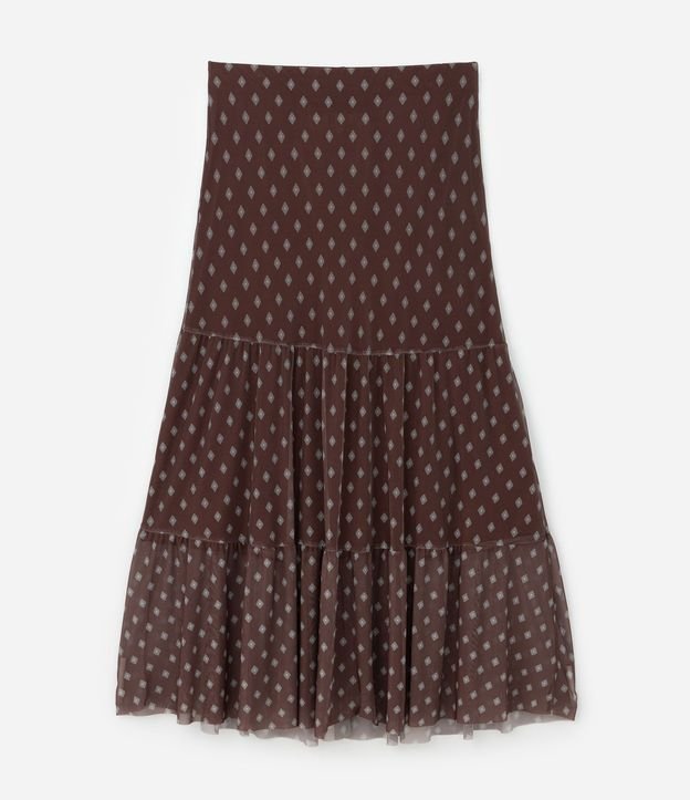 Falda Midi en Tule con Volados y Estampa de Corbata Curve & Plus Size 6