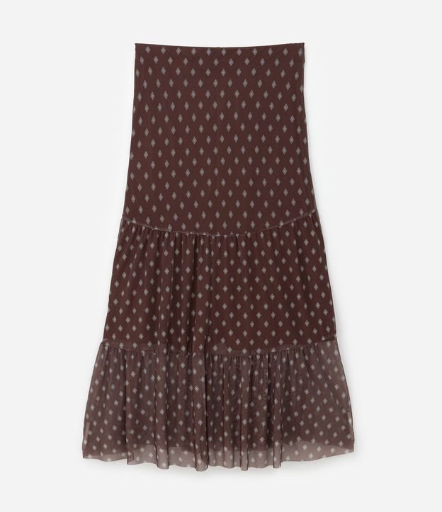 Falda Midi en Tule con Volados y Estampa de Corbata Curve & Plus Size 7