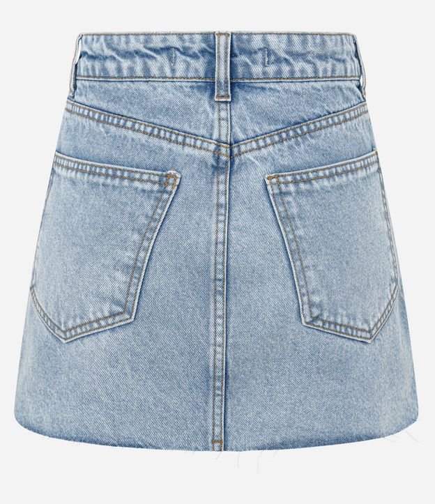 Minifalda en Jeans con Ruedo a hilo y Lavado Claro 6