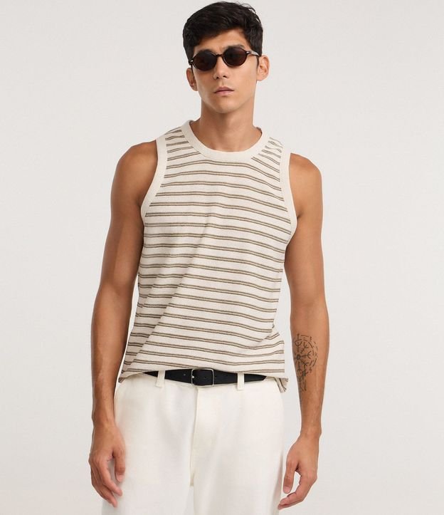 Musculosa en Punto Texturizado con Rayas Horizontales