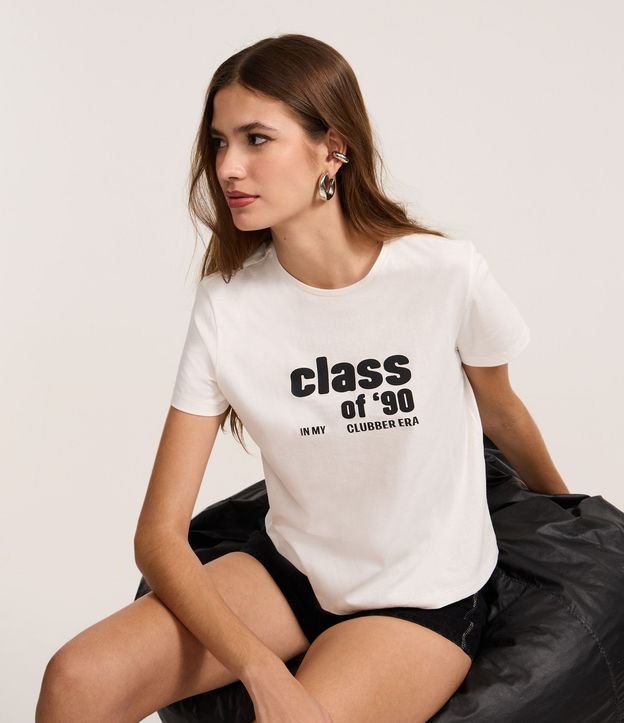 Remera T-shirt en Algodón con Estampa Lettering Class of 90