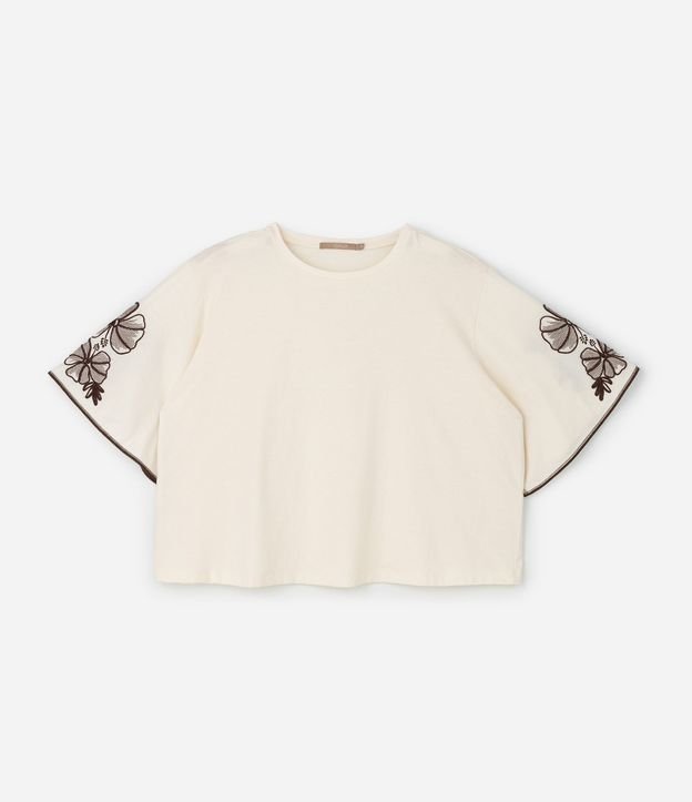 Blusa Boxy con Manga Godê y Bordado Floral Curve & Plus Size 4
