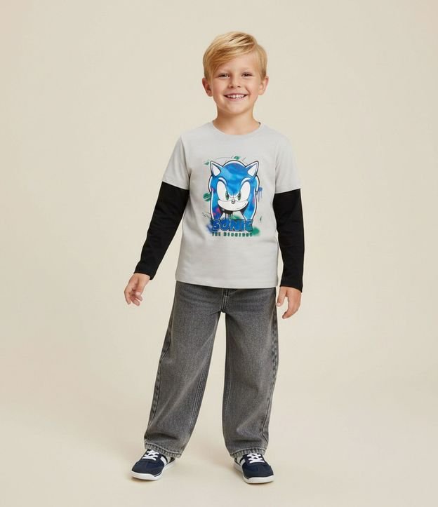Remera Infantil con Manga Sobrepuesta y Estampa de Sonic – Talle 5 a 14 años 1