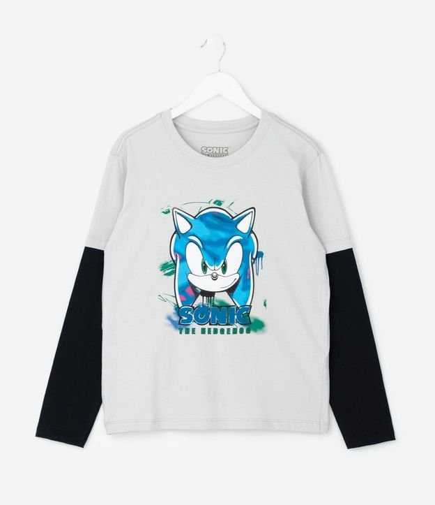 Remera Infantil con Manga Sobrepuesta y Estampa de Sonic – Talle 5 a 14 años 2