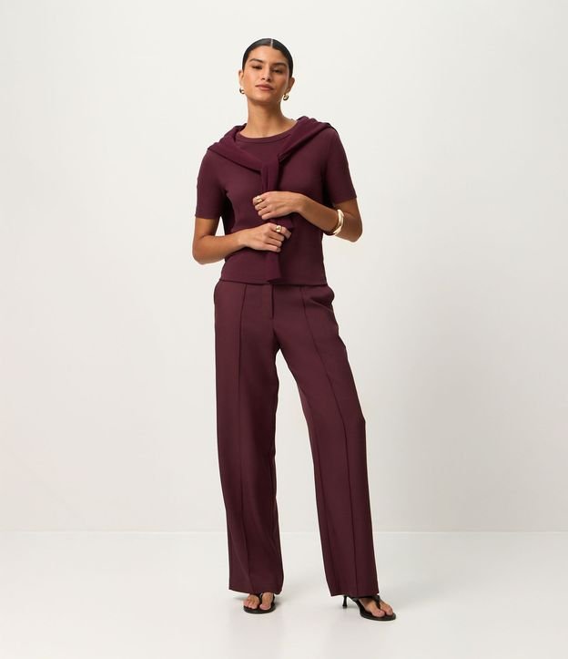 Blusa Básica Ajustada en Rib con Cuello Redondo 3