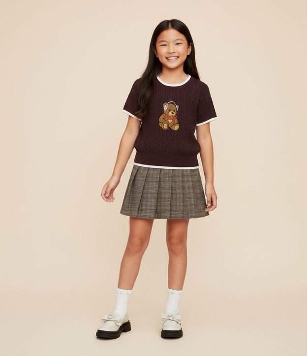 Remera Infantil en Punto con Jacquard de Oso – Talle 5 a 14 años
