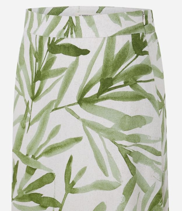 Pollera Midi en Viscolino con Estampado Follaje y Cintura Elástica 7