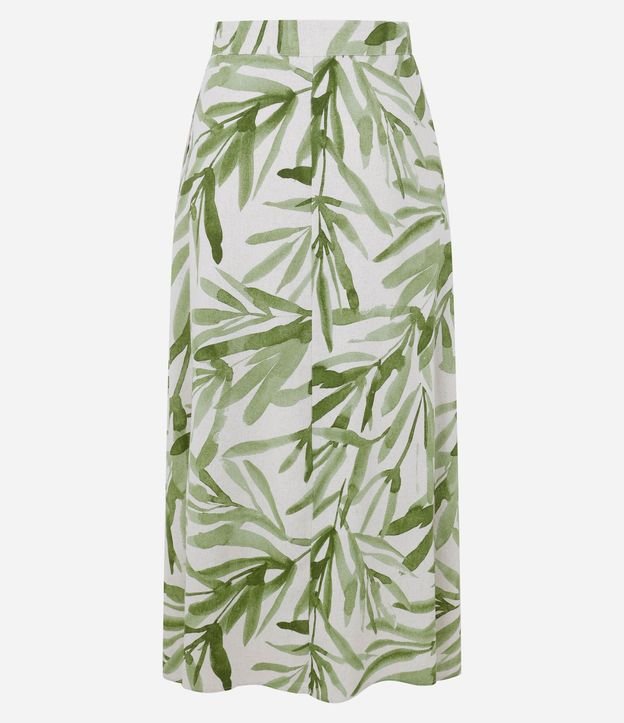 Pollera Midi en Viscolino con Estampado Follaje y Cintura Elástica 8