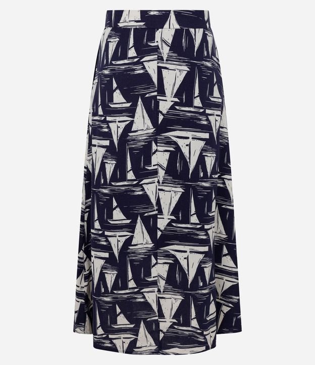 Pollera Midi en Viscolino con Estampado Náutica y Cintura Elástica 9
