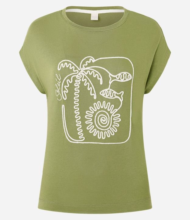 Remera Regular en Viscosa con Bordado Palmeras 5