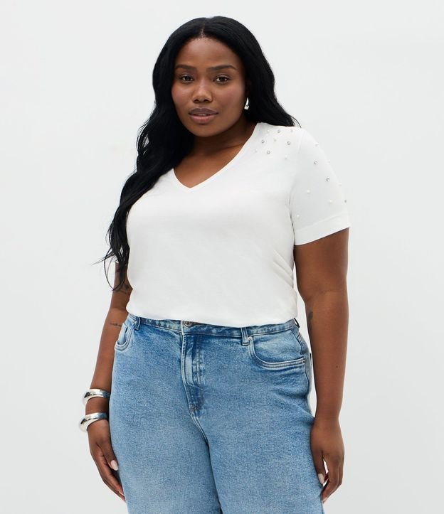 Blusa Regular en Algodón con Aplicación de Strass Curve & Plus Size