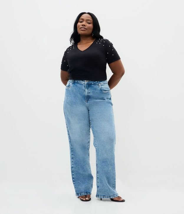 Blusa Regular en Algodón con Aplicación de Strass Curve & Plus Size 2