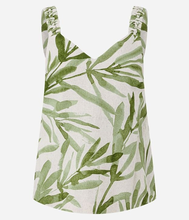 Musculosa en Viscolino con Estampado Follaje y Cuello V 6