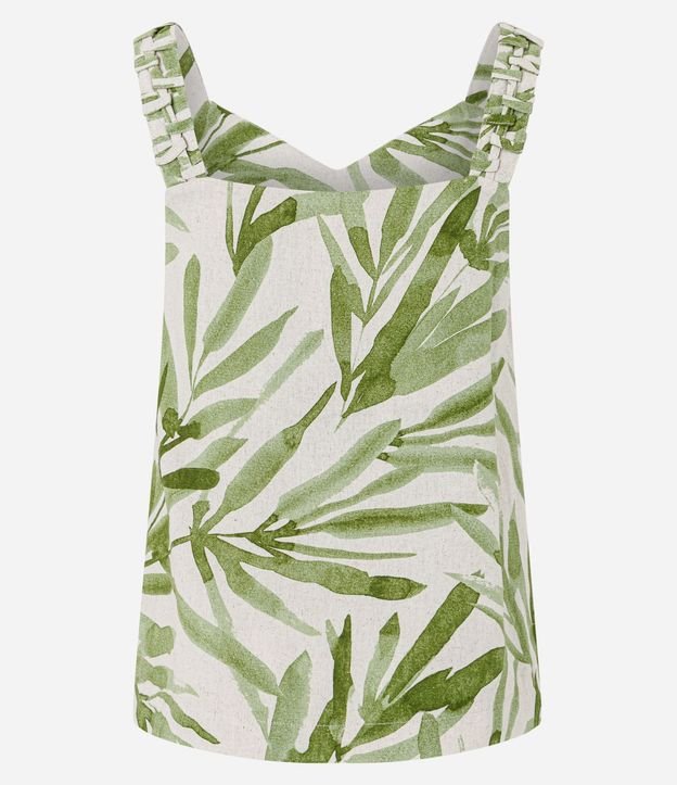 Musculosa en Viscolino con Estampado Follaje y Cuello V 7